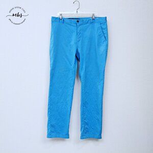 Oscar DeLa Renta Tailored Cotton Blend Casual Pants Blue Men 38